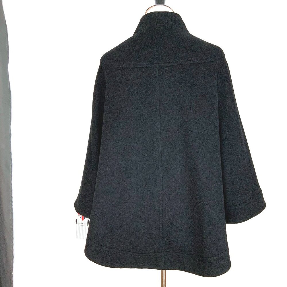 New Helene Berman London Black Wool Cashmere Poncho Cape Sz M - Picture 10 of 16